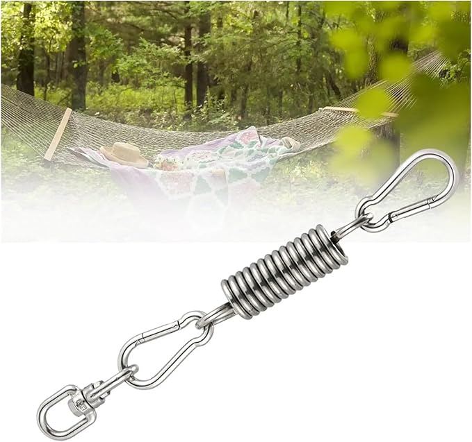 Hammock Chair Spring Hook Set Heavy Duty Extension Outdoor Hardware Kit Carabiner Hooks for Yoga Garden Outdoor Chairs Ceiling