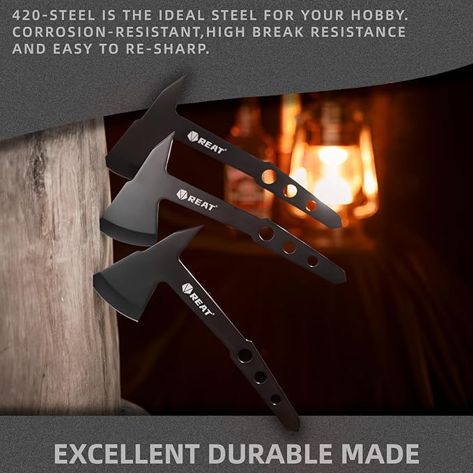 REAT Throwing Axes Set with Sheath 3 Piece10.5 Throwing HatchetBack Yard Throwing GameRecreationCompetitionGifts for MenWomen