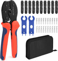 QWORK Solar Crimper Tool Kit - 13 Piece Set with High-Carbon Steel Crimper Solar Connectors Spanner Wrenches and Durable Zipper Case for Solar Panel Cable Assembly