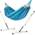 LA SIESTA® - Large Double Brisa Classic Hammock &amp Nautico Steel Stand - Weather &amp Tear Resistant Portable Hammock w/Stand - Balcony Porch Garden Outdoor Indoor Hammock - 2-Person Max 355 Lbs
