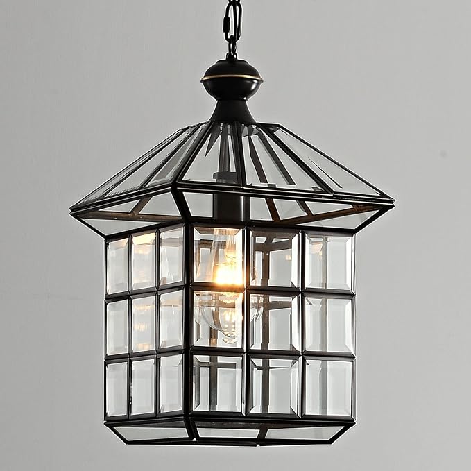 Milaii Copper Bronze Outdoor Pendant Light Fixtures Exterior Lantern Pendant Lighting Oil Rubbed Bronze Waterproof Hanging Porch Light with Clear Glass Anti-Rust Patio Entryway Outdoor Chandelier