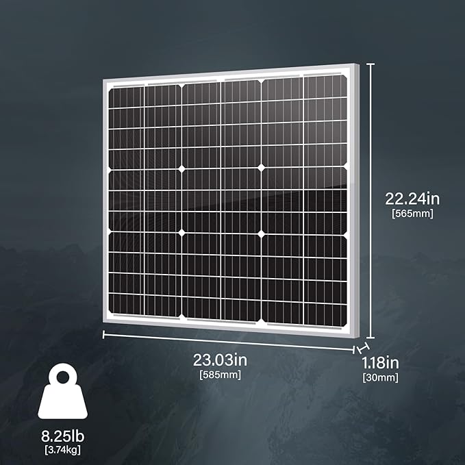 Newpowa 10BB 60 Watt 24 Volt Solar Panel High-Efficiency Monocrystalline PV Module Designed for 24V Off Grid System Charge Your Battery of RV Boat Camper Trailer Gate Opener