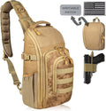 DBTAC Tactical Personal Defense EDC Bags &amp Packs | 10L Military Shoulder Backpack with Sling for Concealed Carry Range Travel Hiking Outdoor Sports (Brown Apatite)