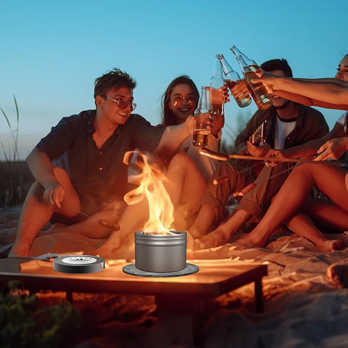 4 Pack of Portable Campfire Compact Outdoor Portable Fire Pits 3-5 Hours of Burn Time Smores Fire Pit No Embers No Wood for Camping Picnics Party and More