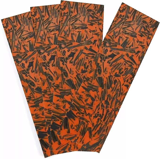 Blade handle scales are blank resin material 4-piece set DIY hand carved crushed carbon marble colored texture material(Orange135x40x8mm)