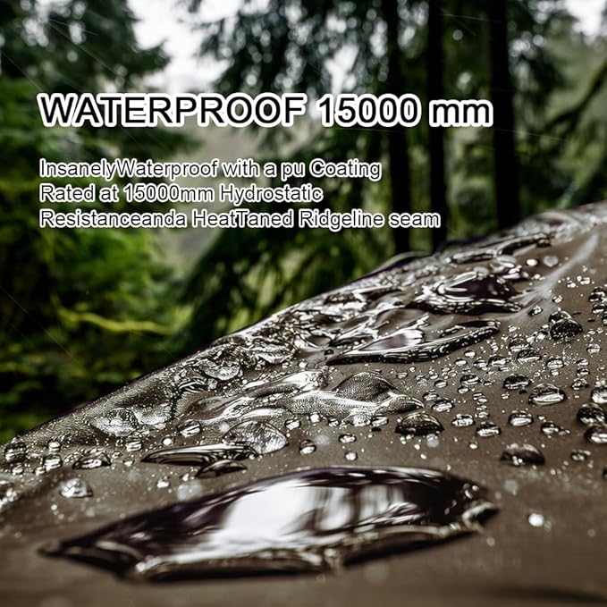 GOLDCAMP Waterproof Camping Tarp70D Nylon 10X13.2ft Hammock Rain Fly UV 50+ and PU15000mm Tent Tarp Shelter CanopyHeavy Duty Multifunctional Sun Shade Essentials for Hiking (120''X120'')