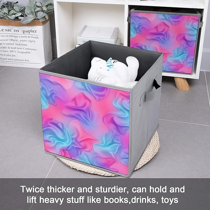 Large Capacity Storage Boxes Purple Rainbow Bisexual Pride Flag Art Foldable Organizer Baskets with Handles Clever Storage Solution for Home
