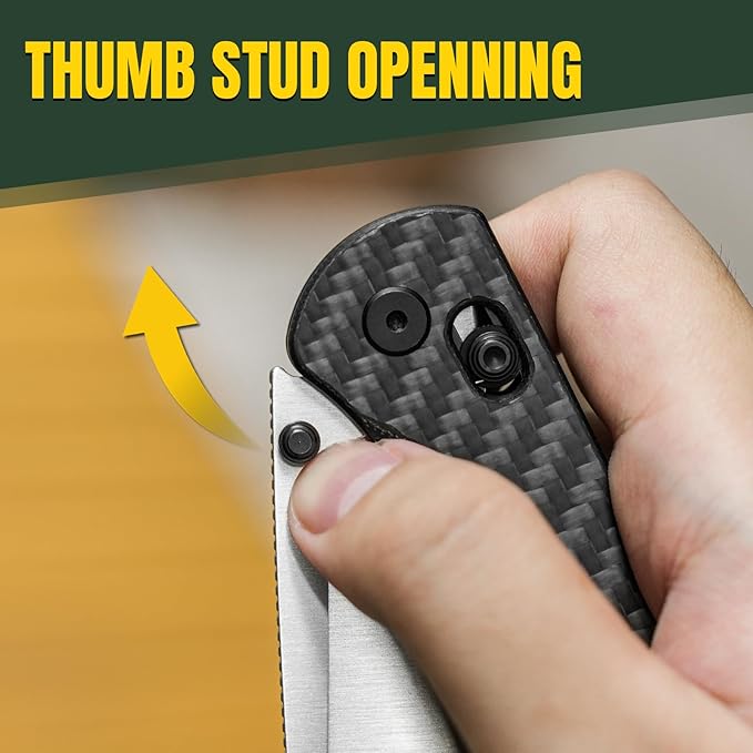 Kizer Drop Bear EDC Pocket Knife 2.97” Nitro-V Steel Blade G10 Carbon Fiber Handle Folding Knife with Thumb Stud Opener Lightweight Clutch Lock Camping Hunting Knife for Men Women Gift V3619A3