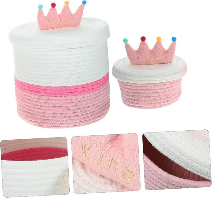 Happyyami 2pcs Baskets Lids Decorative Storage Boxes Lids for Organizing Woven Basket