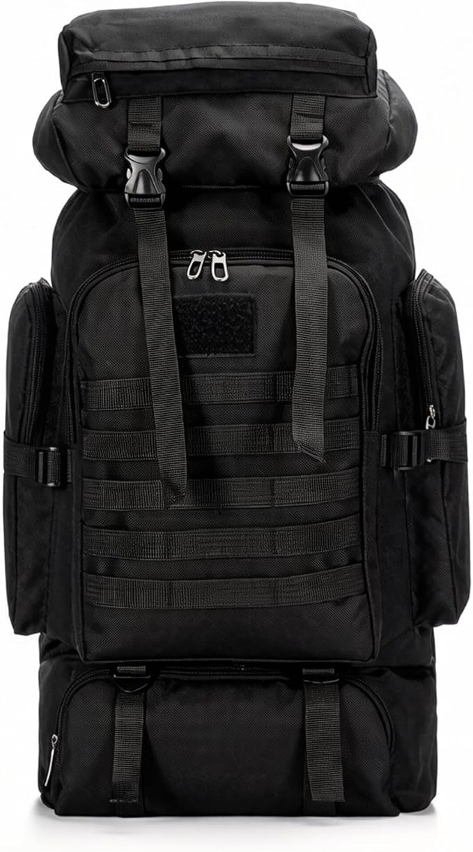 80L Camping Hiking BackpackMolle Military Tactical Rucksack BackpackWaterproof Lightweight Hiking Backpack for Outdoor (Black 80L)