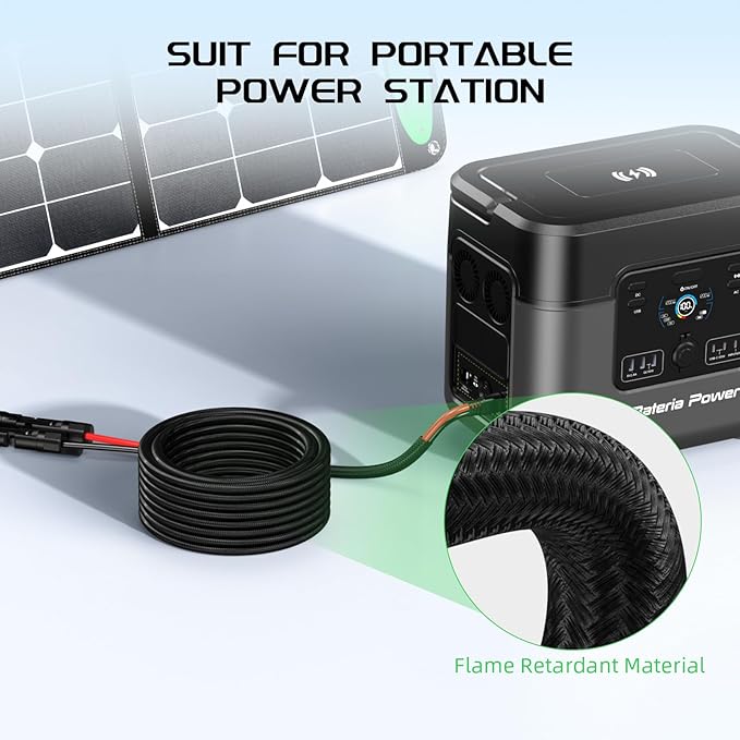 Bateria Power Solar to XT60 Charge Extension Cable with Solar Connectors CapsSolar Connector to XT60 Adapter Cable for Solar Panel to Battery RV Power Station Solar Generator(12AWG 10Ft)