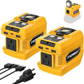 2 Pack Kzreect 220W Power Inverter Compatible with DeWalt 20V/18V Batteries (Battery Not Included) DC to 110V AC Converter with 1 AC Outlet USB-C Dual USB-A &amp 400LM LED Light for Camping Emerg