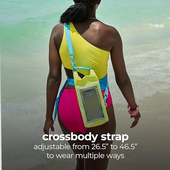 Case-Mate Citrus Splash Mini IP68 Waterproof Bucket Bag - Roll Top Dry Bag 2L Cap with Waterproof Pouch for Swimming Kayaking Boating Travel and More - For Phones Up to 7