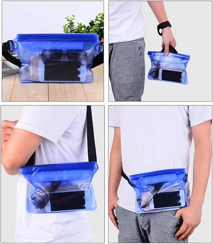 Waterproof Dry Bag Waterproof Swimming Diving Bag PVC Beach Drifting Diving Waist Pack Shoulder Bag Underwater Mobile Phone Case Outdoor Dry Bag for SwimmingBoating(Blue)