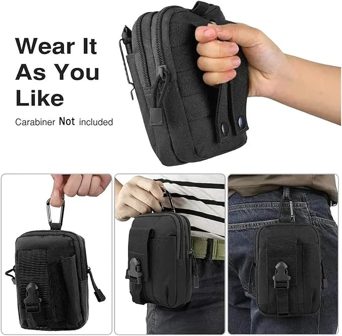 Men's Waist Bag Jungle Camouflage Hanging Waist Packs Men Outdoor Sports Waist Bag Multifunctional Bags(Black)