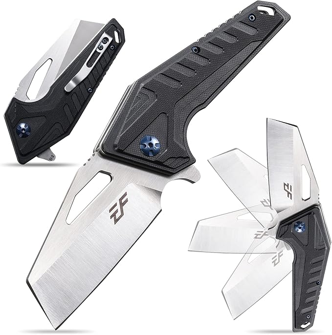 Eafengrow EF933 Pocket Folding Knife EDC D2 Steel Blade Knives G10 Handle Pocket Clip EDC Knife Emergency Outdoor Camping Tools (black)