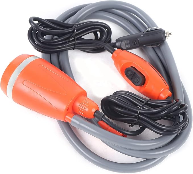 62W 12V Portable Outdoor Shower Head Water Pump Camping Hiking