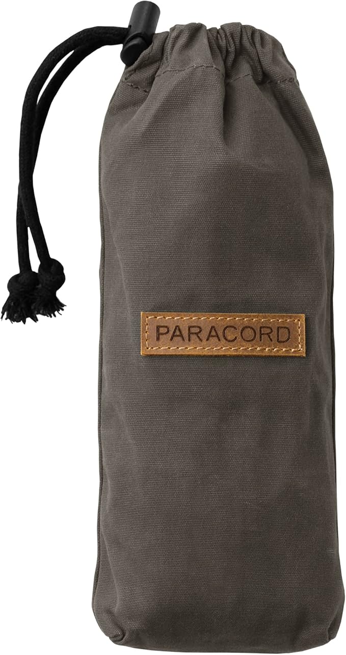 SurvivorCord Bag - Canvas Bushcraft Bag with MOLLE Strap to Hold Up To 100ft SurvivorCord - Waxed Canvas Paracord Pouch - Bushcraft for Hiking Mushroom Foraging Camping - Charcoal Gray