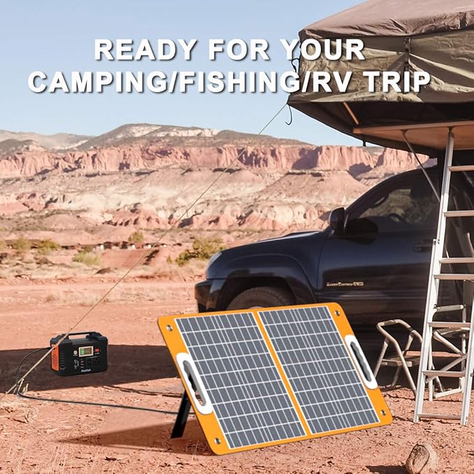 Solar Generator With Solar Panel Included FF Flashfish 200W Portable Power Station+60W Solar Panel(DC/USB-A/USB-C Output) Backup Power Battery And Solar Panel Kit For Home Blackout/RV/Camping
