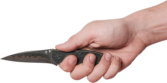 Kershaw Leek BlackWash Pocket Knife (1660BLKW) 3 Sandvik 14C28N Steel Blade 410 Stainless Steel Handle BlackWash Finish SpeedSafe Assisted Open Frame and Tip Locks Reversible Pocketclip 3 OZ