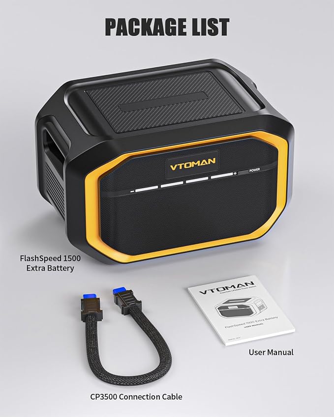 VTOMAN FlashSpeed 1500 Extra Battery 1548Wh Capacity LiFePO4 Battery with BMS Protection for Camping Home Backup Suitable for VTOMAN FlashSpeed 600/1000/1500 Portable Power Station Expand Capacity