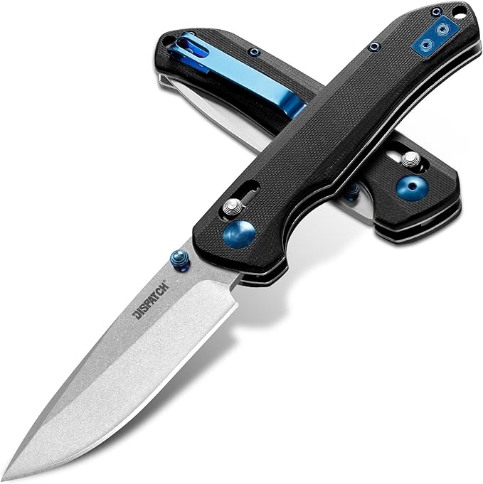 Dispatch Axis Lock Folding Pocket Knife with Clip 3.46 D2 Steel Drop Point Blade and G10 Handle Crossbar Lock Knives for Men Women Camping Hiking Survival Pocketknife
