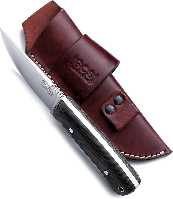 GCS Handmade D2 Tool Steel Machete Tactical Survival Hunting Knife with Micarta Handle Leather Sheath and Sharpening Stone - GCS113