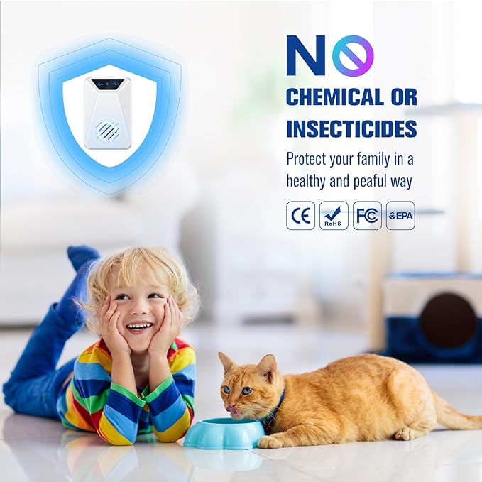 6 Packs Ultrasonic Pest Control Repeller Electronic Pest Repellent Plug in Indoor for Insect Roaches Spider Ant Bug Mosquito Rat Mouse Repellent for House Home Kitchen Garage