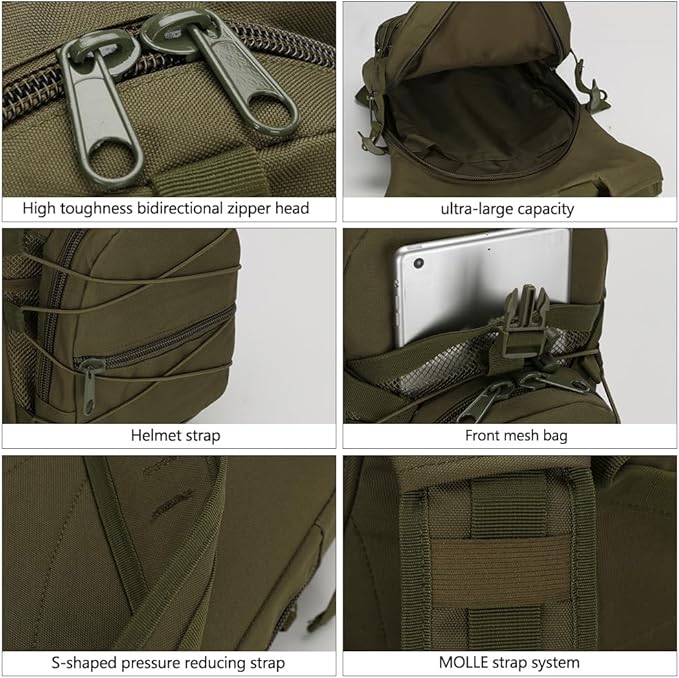 Tactical Backpack Small Military Daypack Assault Pack Rucksack Bag for Travel Hiking Running Outdoor Sports (Sansha Color)