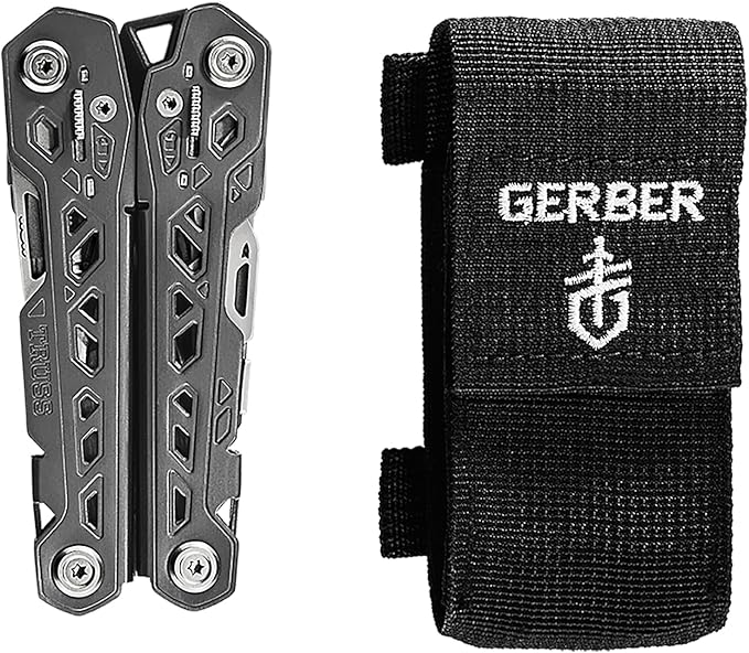 Gerber Gear Truss 17-in-1 EDC Needle Nose Pliers Multi tool - includes Pocket Knife Screwdriver and Bottle Opener Accessories - Gifts for Men Fishing and Camping Gear - Gray with Standard Sheath