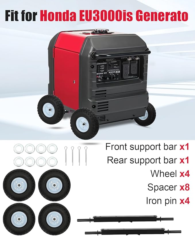 All Terrain Wheel Kit Fit for Honda EU3000is Generator Wheel Kit Replacement for 06424-ZS9-000AH All Terrain Wheel Kit Solid Never Flat Tires