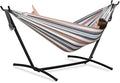 PNAEUT Double Hammocks with Stand for Outside Portable Space Saving Heavy-Duty Steel Frame for Indoor Outdoor Patio Yard Easy Assembly 2 Person 450 lbs Capacity (Coffee)