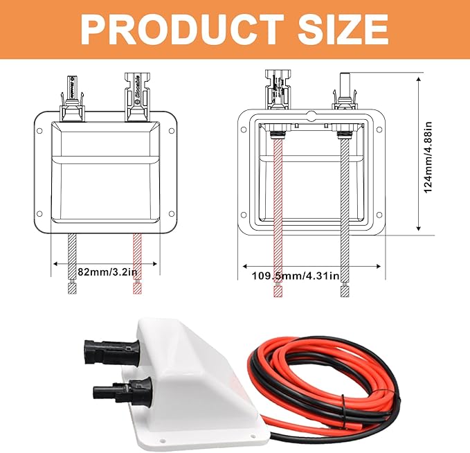 Solar Cable Entry Gland10ft 10AWG Soft Solar Extension Cable and Connector UV Resistance Dual Cable Entry Gland Housing on Rv Boat Camper (3m White)
