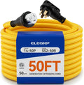 ELEGRP 50 Amp RV/Generator Extension Cord 50FT NEMA 14-50P to SS2-50R Twist Lock 6/3+8/1 Gauge STW Heavy Duty 50A RV Power Cord for Camper/Generator/House UL Standard Compliant 3-Year Support