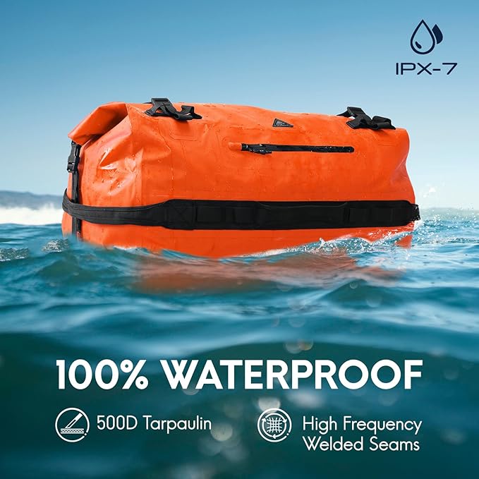 Haimont Large Waterproof Duffel Backpack Roll-Top Heavy Duty Dry Duffle Bag for Boating Travel Motorcycle Kayaking Camping 60L