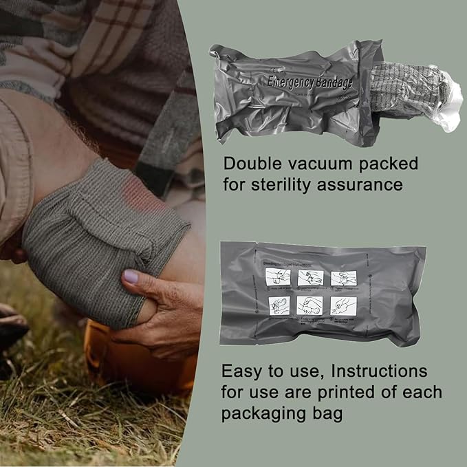 Israeli Emergency Bandage 6 4Pack Compression Bandage Trauma Wound Dressing Sterile Vacuum Sealed Packaging for Bleeding Control Medical Trauma Kit Combat Tactical First Aid IFAK Supplies