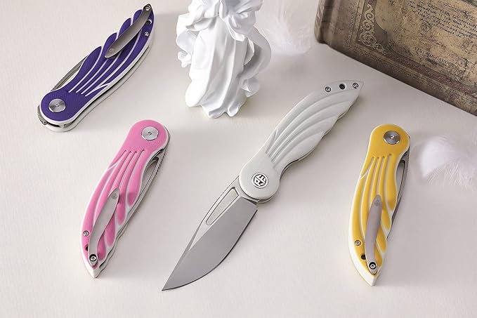 Petrified fish PFE06 Nightingale3.07 14C28N Blade87g G10 Handle Front Flipper Liner lock Folding knife (Yellow)
