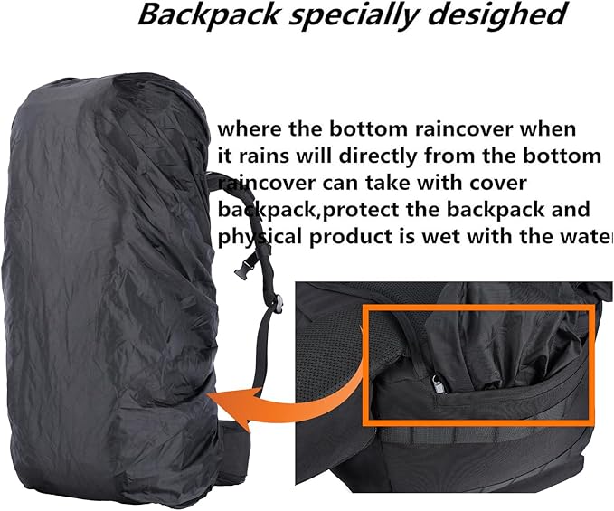 Zsearaymy 75L Hiking MOLLE Backpack with Internal Frame &amp Rain Cover for Tactical Camping Backpacking Survival Travel (Black)
