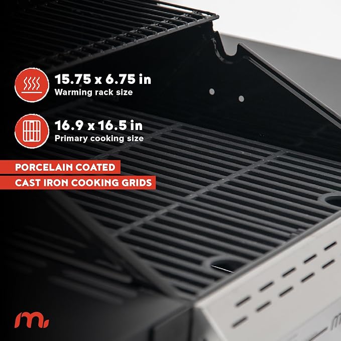Megamaster Deluxe 2-Burner Gas Grill with Foldable Side Tables 418 SQ In Cooking Space 28000 BTUs Stainless Steel Lid Propane BBQ Grill for Outdoor Cooking Patios Backyards and More - 720-0864MA