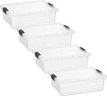 Superio Storage Bins with Lids- 4 Pack 7.4 Qt Clear Boxes for Organizing Stackable Plastic Containers- BPA Free Non-Toxic Odor Free Organizer for Home Office Dorm