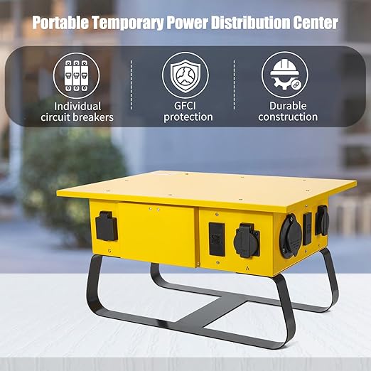 Power Distribution Box Temporary Power Distribution Center 50A California Standard Twist-to-Lock Ideal for Temporary Power Needs