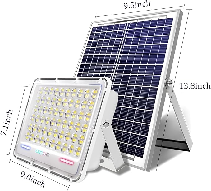 100W to 600W Pure White High Bright Solar Power Flood Light Outdoor Remote IP67 Waterproof Auto On/Off Wide Range Dusk to Dawn for Yard Gazebo Shed Barn Porch Patio Garage Garden (200W)