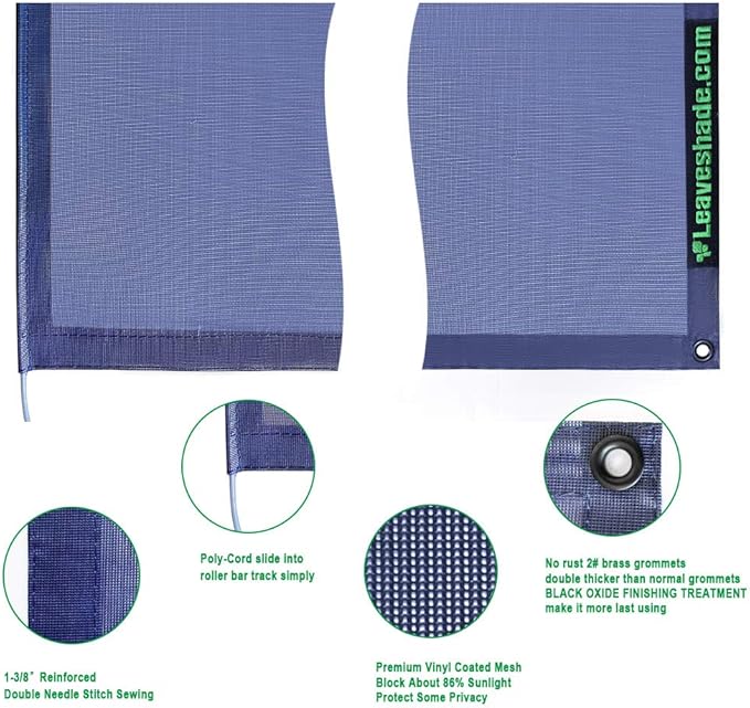 Tentproinc RV Awning Sunshade Screen 7' X 18' 3''(Fit for 19 ft Awning) Mesh Sun Shade for Motorhome Camping Trailer Awning Sunscreen Block UV Glare Sunblocker - 3 Year Warranty (Navy Blue)