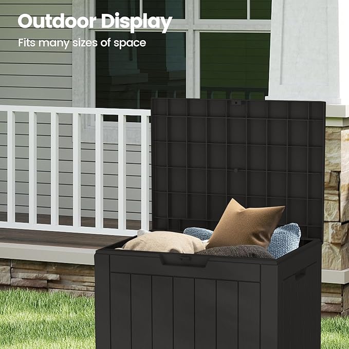 Zapdos 31 Gallon Outdoor Storage Box Deck Box for Indoor and Outdoor Use Waterproof Resin Storage Bin for Package Delivery Patio Cushions Gardening Tools Lockable UV Resistant Black