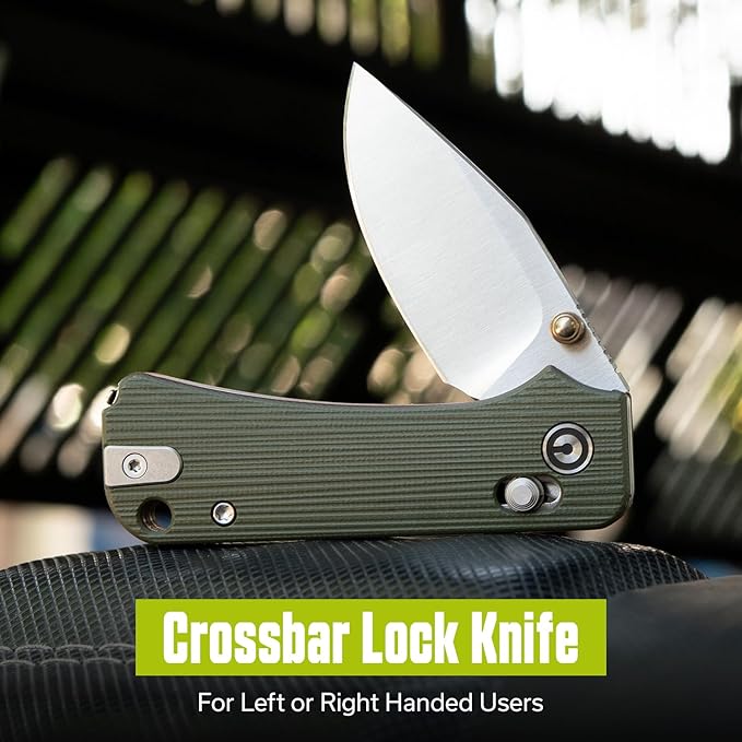 CIVIVI Small Pocket Knife for EDC Baby Banter 2 - TG Crossbar Lock folding Knife with 2.34 14C28N Blade Two-toned G10 Handle Titanium Thumb Stud Opener C24074-1