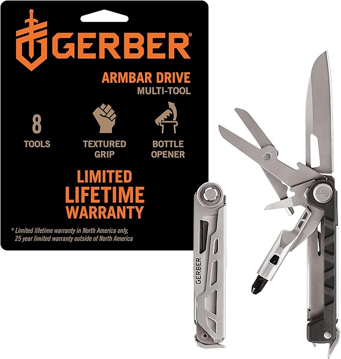 Gerber Gear Armbar Drive 8-in-1 Pocket Knife EDC Multitool with Screwdriver 2.5 Blade Onyx