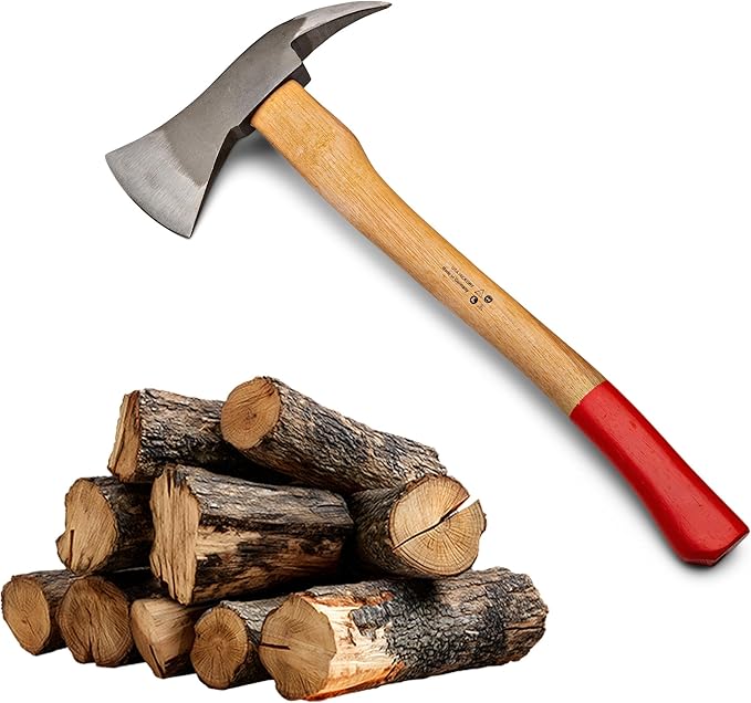 Wood Splitting Axe with Log Pick - 21” Camping Hatchet Axe for Chopping Wood with Forged Steel Head with Log Splitter Blade Built-in Pickaroon Logging Tool and Wooden Handle by Kings County Tools