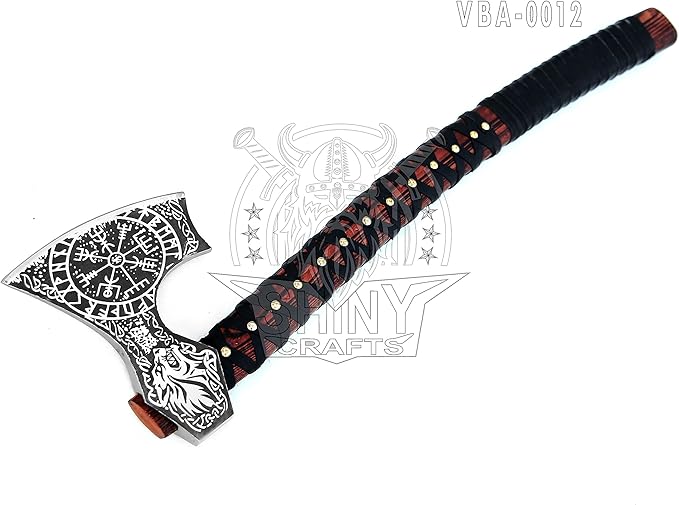 SHINY CRAFTS® Handmade Viking Axe Hatchet Norse Axe- 40 Long Two-Handed Berserker Hatchet Forged Axe - Bearded Axe - with Sheath (SCA-12)