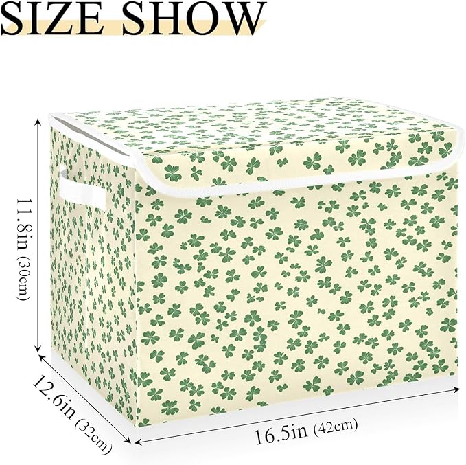 Cute St. Patrick's Day Patterns Fabric Storage Bins with Lids and HandleFoldable Storage Bins with LidsCloset Organizers for Clothes Storage Room Organization Office Storage Chest Organizer