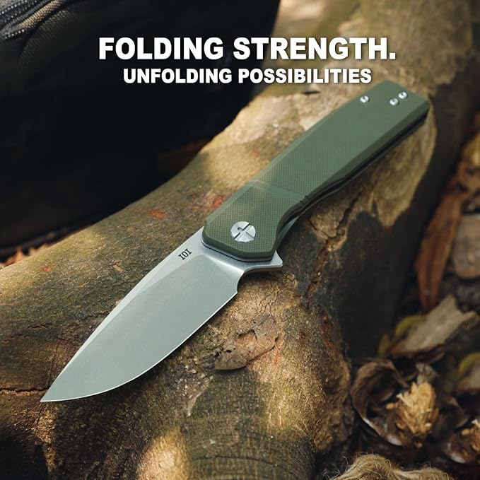 IOI Task Force I51484 Pocket Knife for Men – Folding Knife with 14C28N Stonewashed Blade G10 Handle EDC Pocket Knife with Clip Enhanced with Custom Left-Side Clip for Everyday Carry &amp Camping